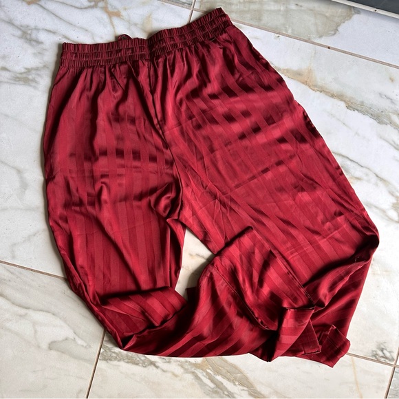 Abercrombie & Fitch Burgundy Red Striped Pajama Set Button Up Top and Pants - Picture 10 of 10